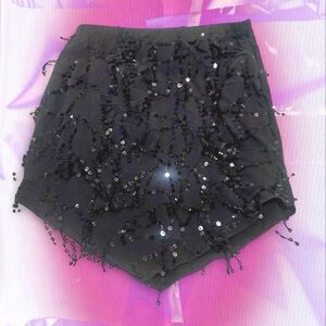 Vintage Black Sequin Skirt * Y2K Designer